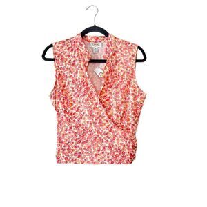 Talbots Sleeveless Wrap Blouse Shirt Top Cotton Size 10